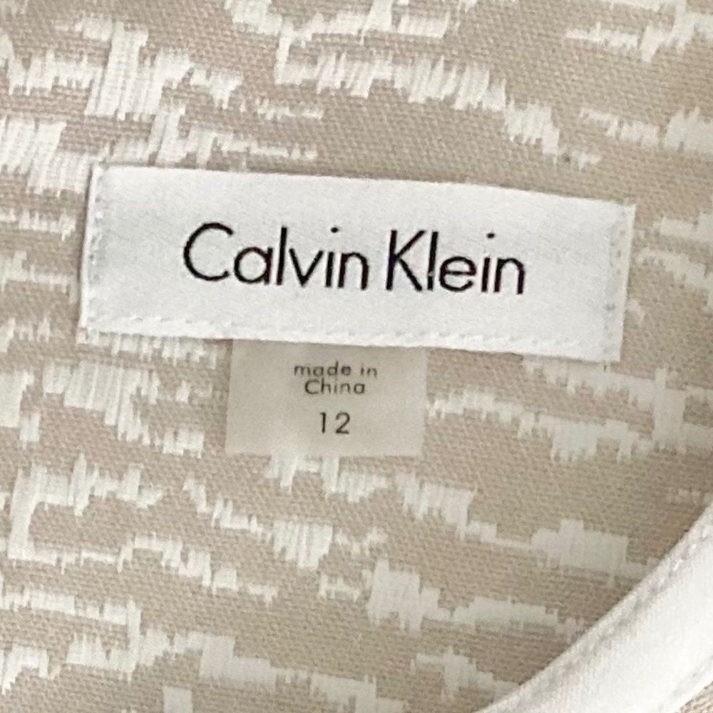 Calvin Klein Beige and White Sleeveless Sheath Dress - Picture 5 of 5